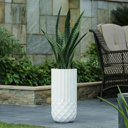 GREENGRASS LuxenHome  White 24 in. Tall Round MgO Planter GR3278873